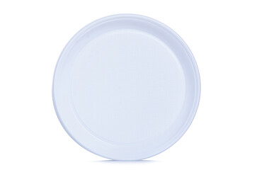 Disposable plastic dishes on white background isolation