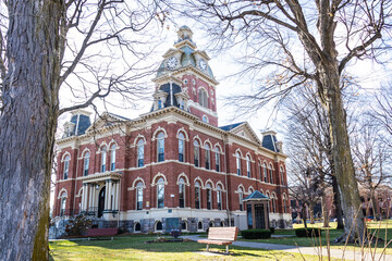 The historic 1879 courthouse of LaGrange, Indiana on a late fall afternoon.