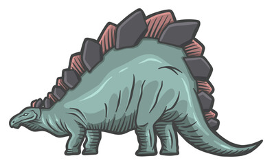 Stegosaurus dinosaur - hand drawn vector illustration