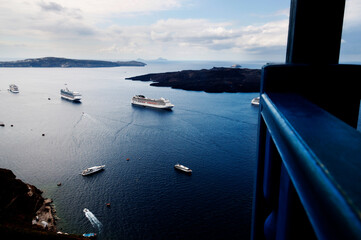 Cruise ships stationed in the Greek Sea