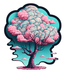 Cotton Candy Tree Isolated Design Artwork | Midjourney Ai Generated