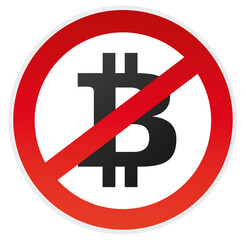 Schild Verbot mit Zeichen Bitcoin