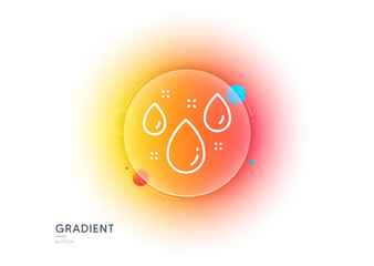Rainy weather forecast line icon. Gradient blur button with glassmorphism. Rain sign. Water drops symbol. Transparent glass design. Rainy weather line icon. Vector