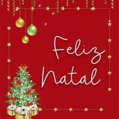 Fototapeta na wymiar Cartão de Natal, Feliz Natal