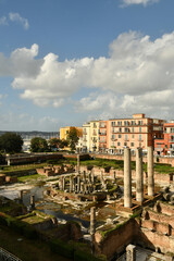 Fototapeta premium The ruins of an important temple of ancient Rome in Pozzuoli, a town in the province of Naples, Italy.