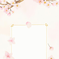 Wedding background with cherry flowers generative ai illustration