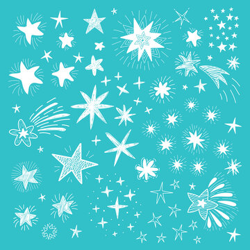 Hand-drew seamless pattern with stars