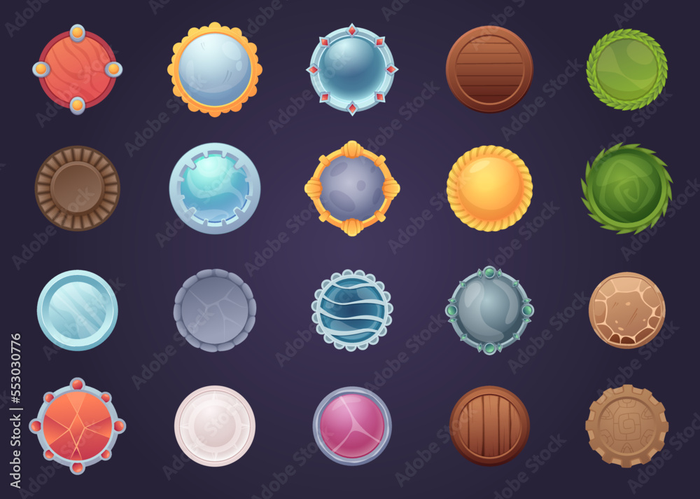 Canvas Prints game circle buttons. interface elements for web design projects wooden metal gold and glass textures