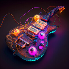 Naklejka premium Steam Punk Glowing Guitar