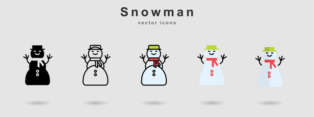 Fototapeta premium collection of 5 styles snowman decoration icons