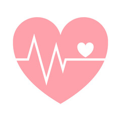 pink heart medical pulse icon