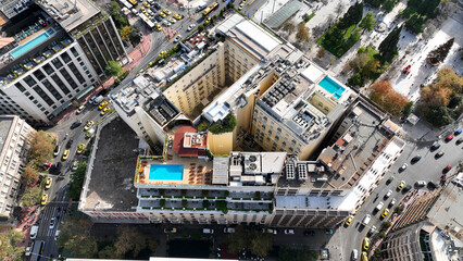Aerial drone top down photo of Athens urban cityscape, Attica, Greece