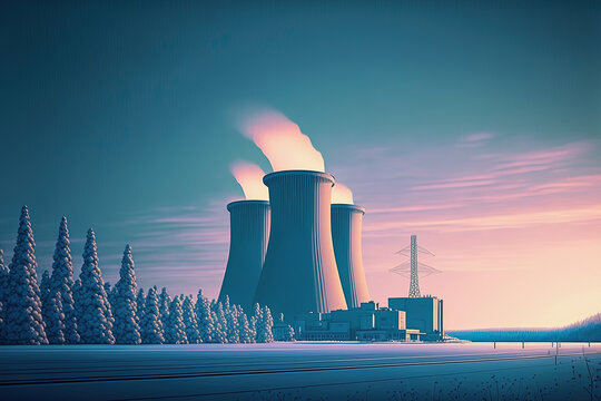ai midjourney illustration of a nuclear power station in use
