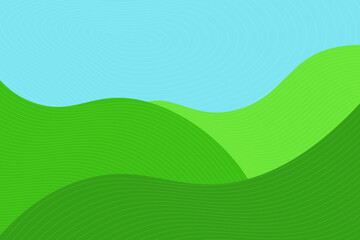 Vector illustration of landscape grass hills and sky. 