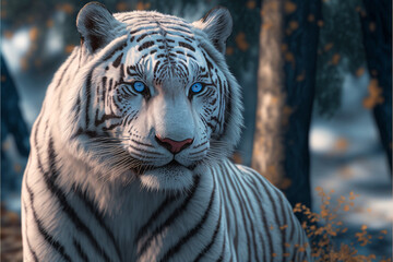 White tiger in a forest