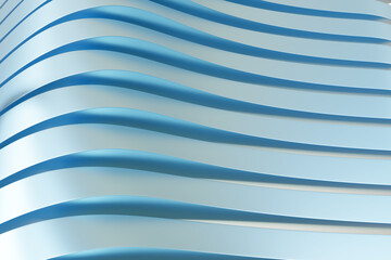 Smooth background. Blue wavy lines. Stylish texture. Geometric pattern. Background with smooth waves. Visualization of parallel stripes. Blue background for website design. 3d rendering.