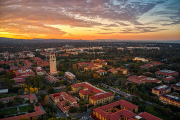 Fototapeta na wymiar Aerial View of a University in Palo Alto, California.