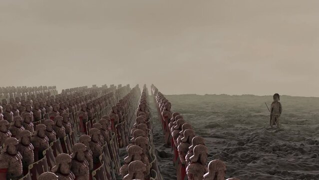 Roman Legion Forming Phalanx in Battle Formation and Ready for War