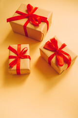 Christmas Decoration Objects and Gift Box as Holiday Background.