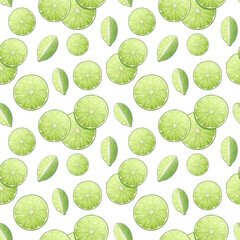 Seamless pattern with lime slices. Fresh summer texture. Great for fabric, textile, wallpaper, paper, etc.