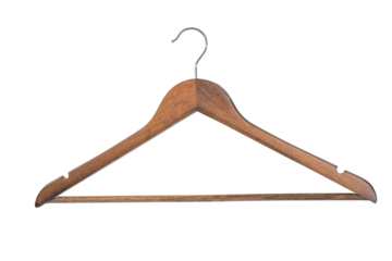 Wooden hangers for clothes. Isolated png with transparency