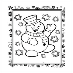 Santa illustration black and white sketch of a December man,  Christmas