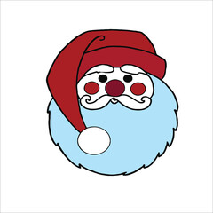 Santa illustration black and white sketch of a December man,  Christmas