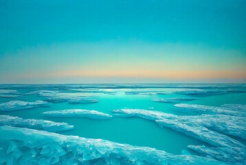 Naklejka na ściany i meble Antarctic ocean, iceberg landscape, turquoise water, synny day