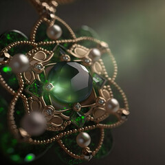 green lucky clover crystal, decoration, jewellery