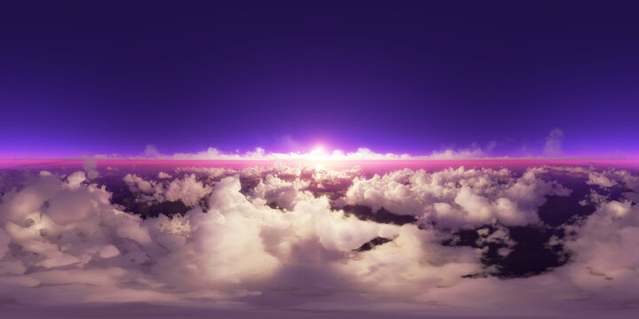 violet sky in cloud 360 HDRI. environment, panorama, 3d rendering	
