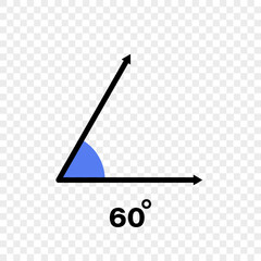 60 degree angle icon. Geometric symbol. Vector illustration on transparent background	