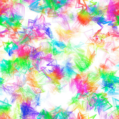 Fototapeta na wymiar Bright background. Abstract random brush strokes with fishnet or veil texture.Rainbow colors, white background. Seamless bright pattern.