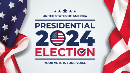 2024 Presidential election day in united states. illustration vector graphic ofunited states flag