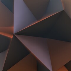 Brown and orange abstract triangles. 3d illustration, 3d rendering.