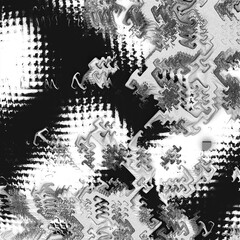 Black, grey and white random fractal pattern, abstract 3d background. 3d illustration, 3d rendering