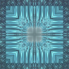 Abstract 3d sharp fractals with reflection. Ice blue colors. 3d illustration