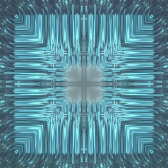 Abstract 3d sharp fractals with reflection. Ice blue colors. 3d illustration