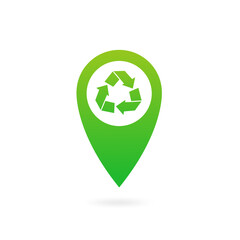 Location of waste recycling on a white background. Vector illustration - obrazy, fototapety, plakaty
