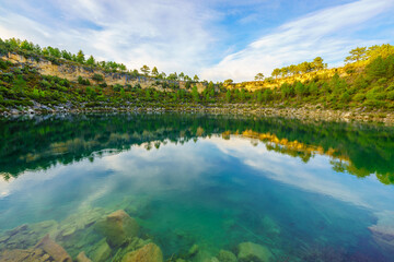 Scenic view of Laguna del Tejo last origin lagoon in Serranía de Cuenca, Spain