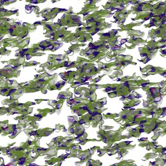 Multicolored random flying brush strokes. Veil or fish net imitation. Green, violet and red colors on the white background. Seamless pattern