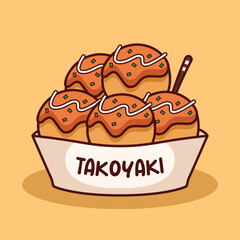 cute takoyaki illustration in flat design