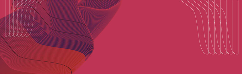Lines and dots New Abstract background on real pink Viva Magenta color futuristic elements banner geometric pink gradient