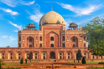 Humayun's Tomb, a famous UNESCO object, close view, New Delhi, India