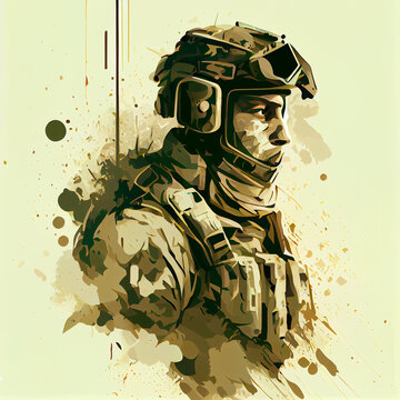 Military, soldier, cartoon