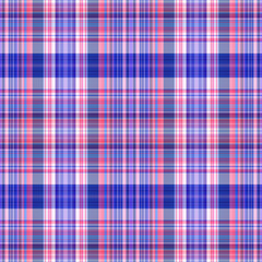 Nautical gingham in coastal beach house check fabric tile. Seamless red blue white sailor flannel textile tartan repeat swatch.