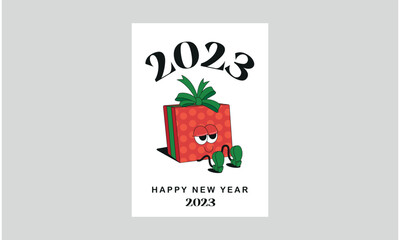 gift box character Hollidays card new year 