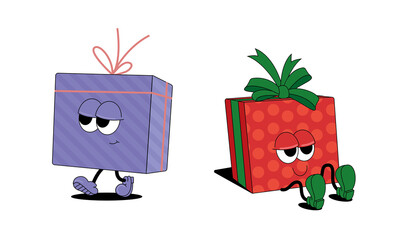 gift box character Hollidays card new year 