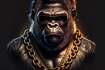 Cool monkey gorilla Gangsta rapper in sunglasses. generated sketch art. generative AI		
 - obrazy, fototapety, plakaty