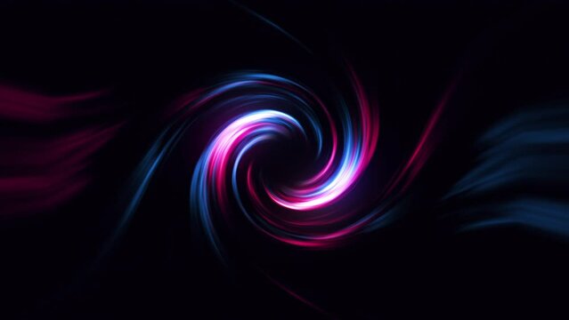 3D Digital Galaxy Abstract Wave Background. Red Blue Tunnel. Space Motion, Swirl. 
