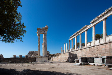 Bergama (Pergamon) Antik Kenti, historical ruins in bergama, historical columns, roman ruins,...